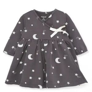 BabyGirls Moon & Stars Dress Gray 18-24M Long Sleeve Casual